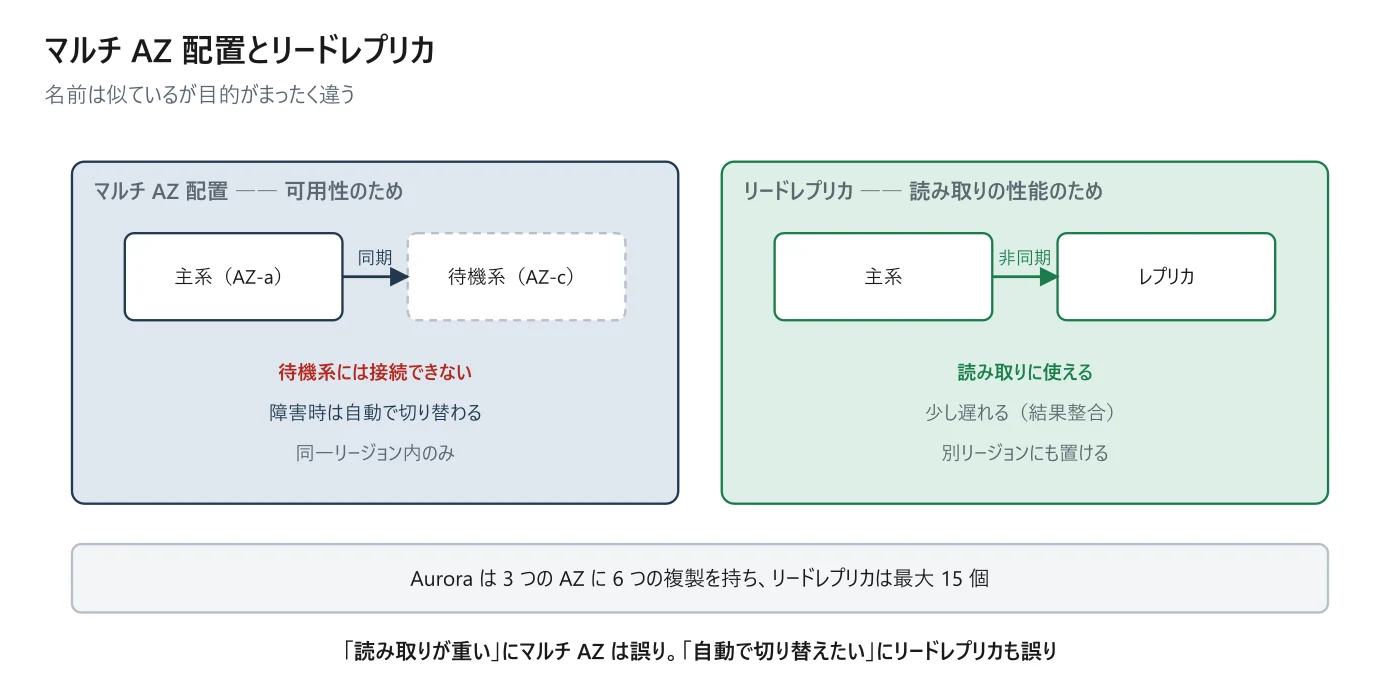 図 5-5 マルチ AZ 配置とリードレプリカ