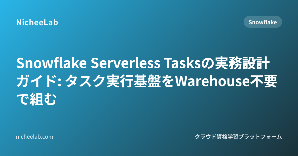 Snowflake Serverless Tasksの実務設計ガイド: タスク実行基盤をWarehouse不要で組む
